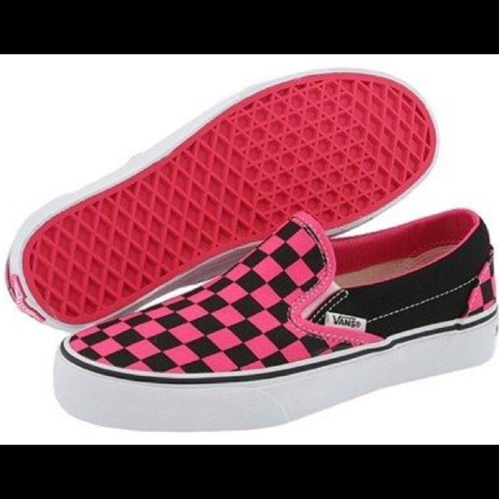 ISO Hot Pink Checkerboard Slip On Vans